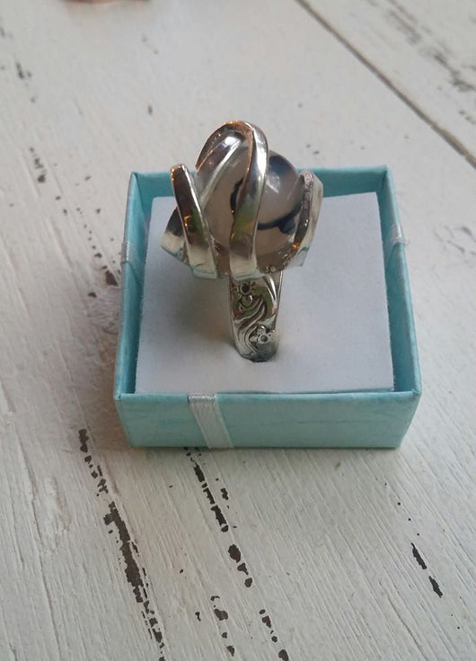 Handmade silver fork ring